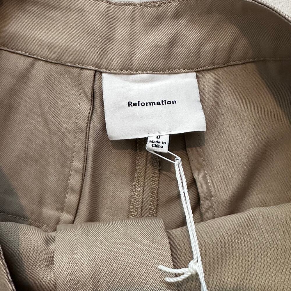 Reformation Mason Cropped Pant Light Khaki Size 0 Wide Leg NWT Minimalist Tencel - Picture 7 of 13